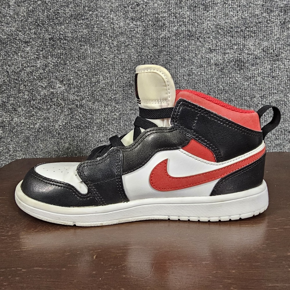 Nike Air Jordan 1 Mid AR6351-122 Red Black White Leather Sneaker Toddler Size 2Y - Picture 5 of 11
